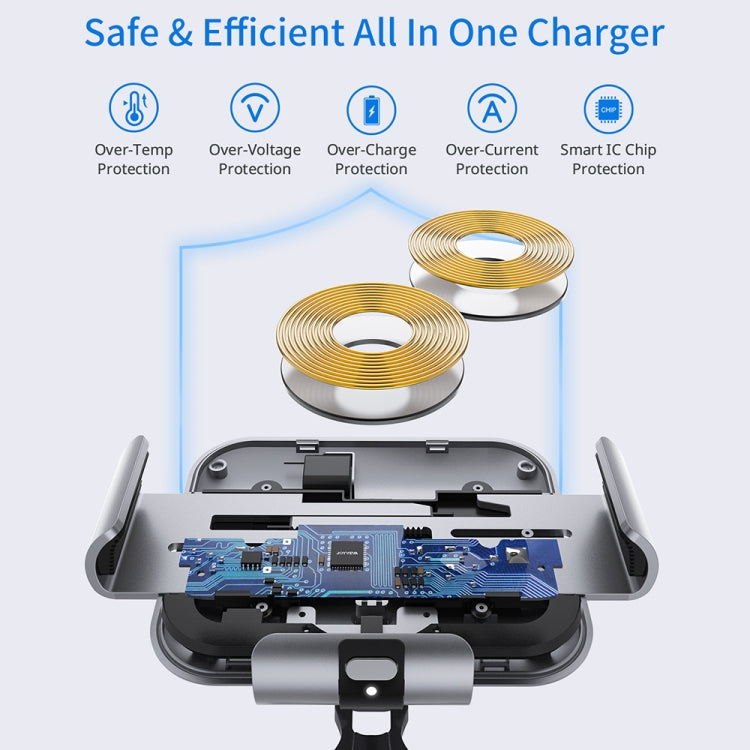 For Samsung Galaxy Z Fold4 / 3 / 2 S8 Dual Coil Car Phone Holder Wireless Charger(Iron Gray) - Mobile Gadget HQ