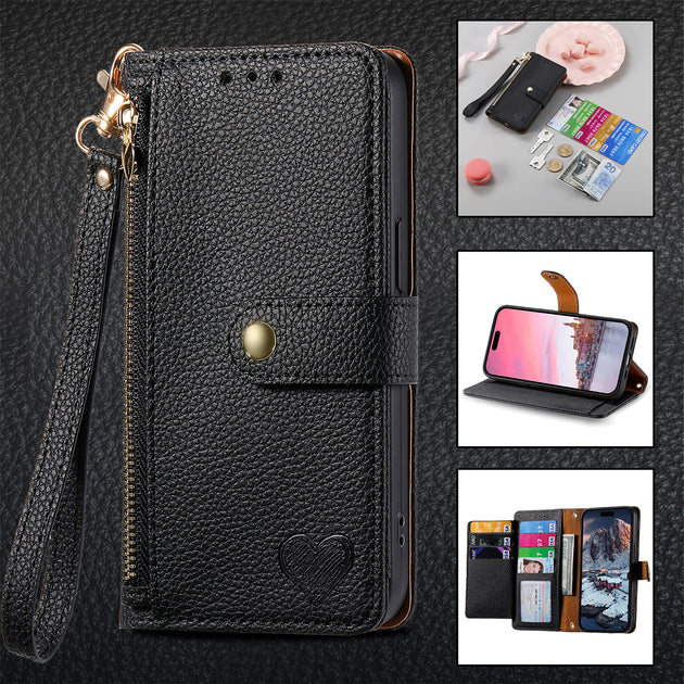 Zipper Wallet Leather iPhone Case With Card Slots - Mobile Gadget HQ