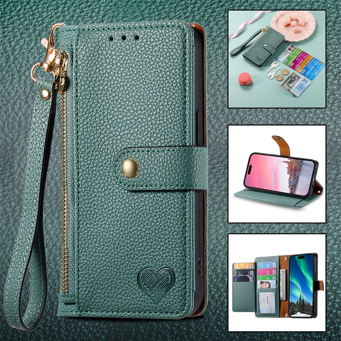 Zipper Wallet Leather iPhone Case With Card Slots - Mobile Gadget HQ