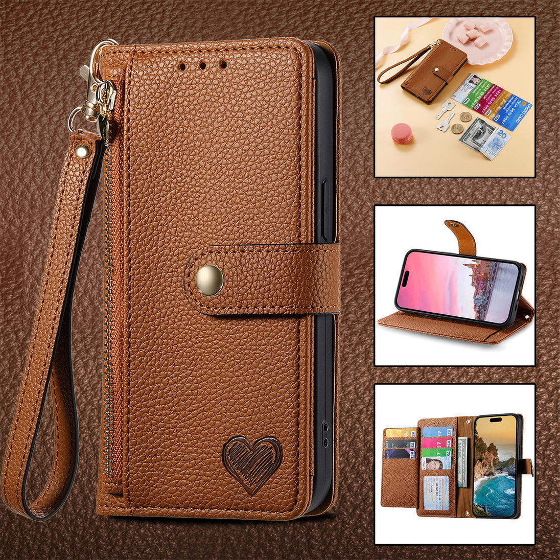 Zipper Wallet Leather iPhone Case With Card Slots - Mobile Gadget HQ