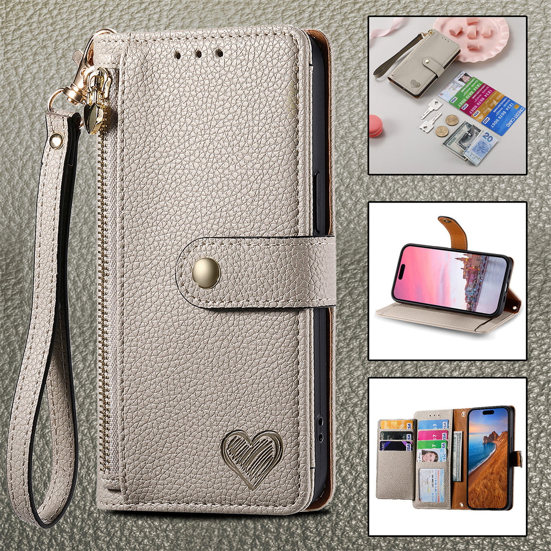 Zipper Wallet Leather iPhone Case With Card Slots - Mobile Gadget HQ