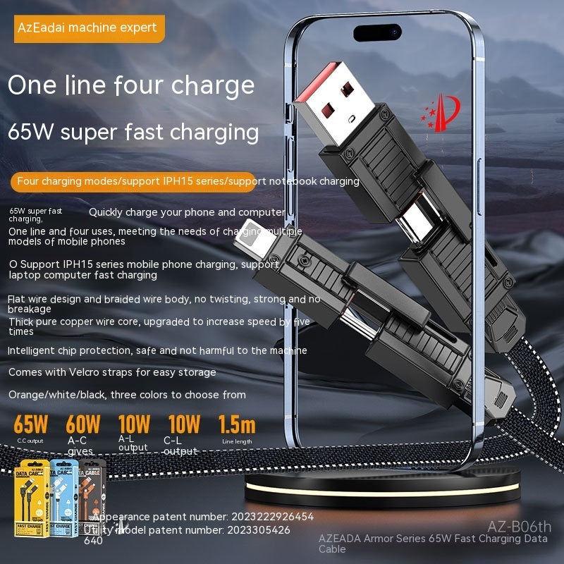 3in1 Fast Charge Data Cable 65W - Mobile Gadget HQ