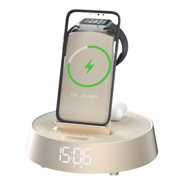 Wireless Charger Bluetooth Speaker Clock Alarm For Phone Headset Watch - Mobile Gadget HQ