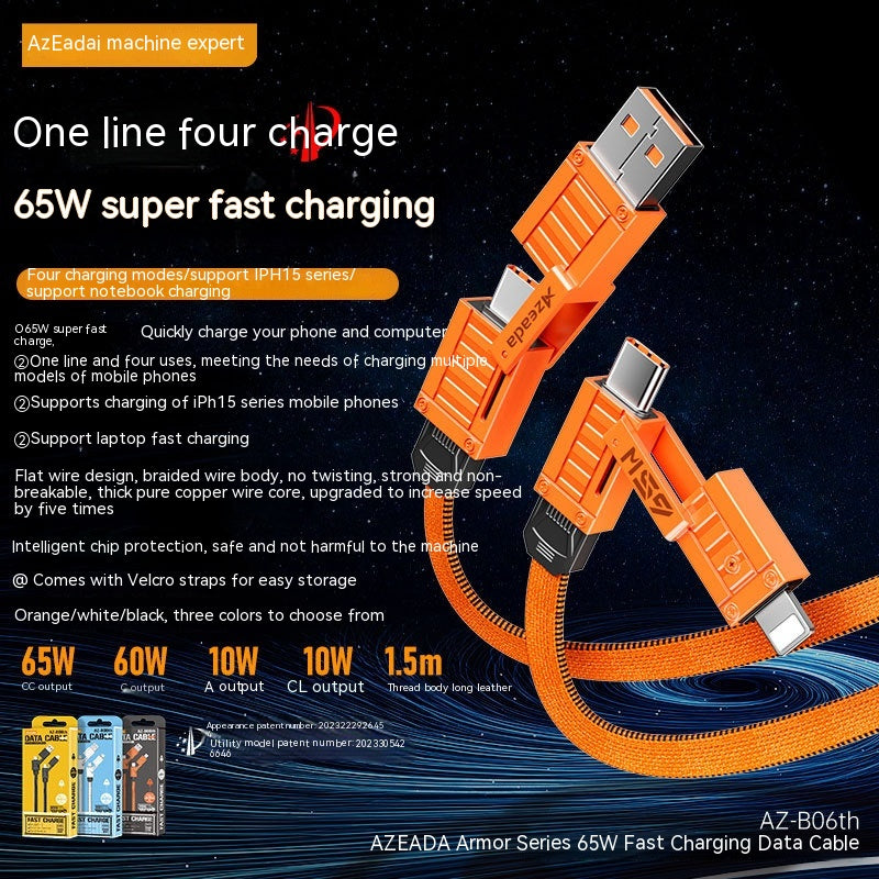 3in1 Fast Charge Data Cable 65W - Mobile Gadget HQ