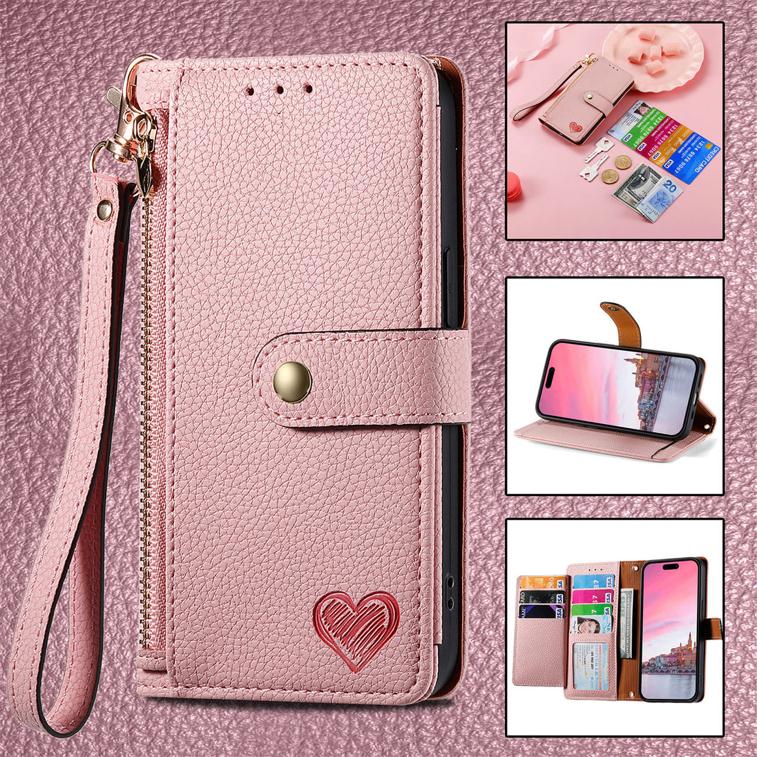 Zipper Wallet Leather iPhone Case With Card Slots - Mobile Gadget HQ