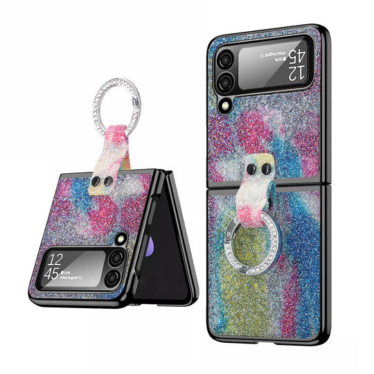 Galaxy Z Flip4 phone case with glitter ring