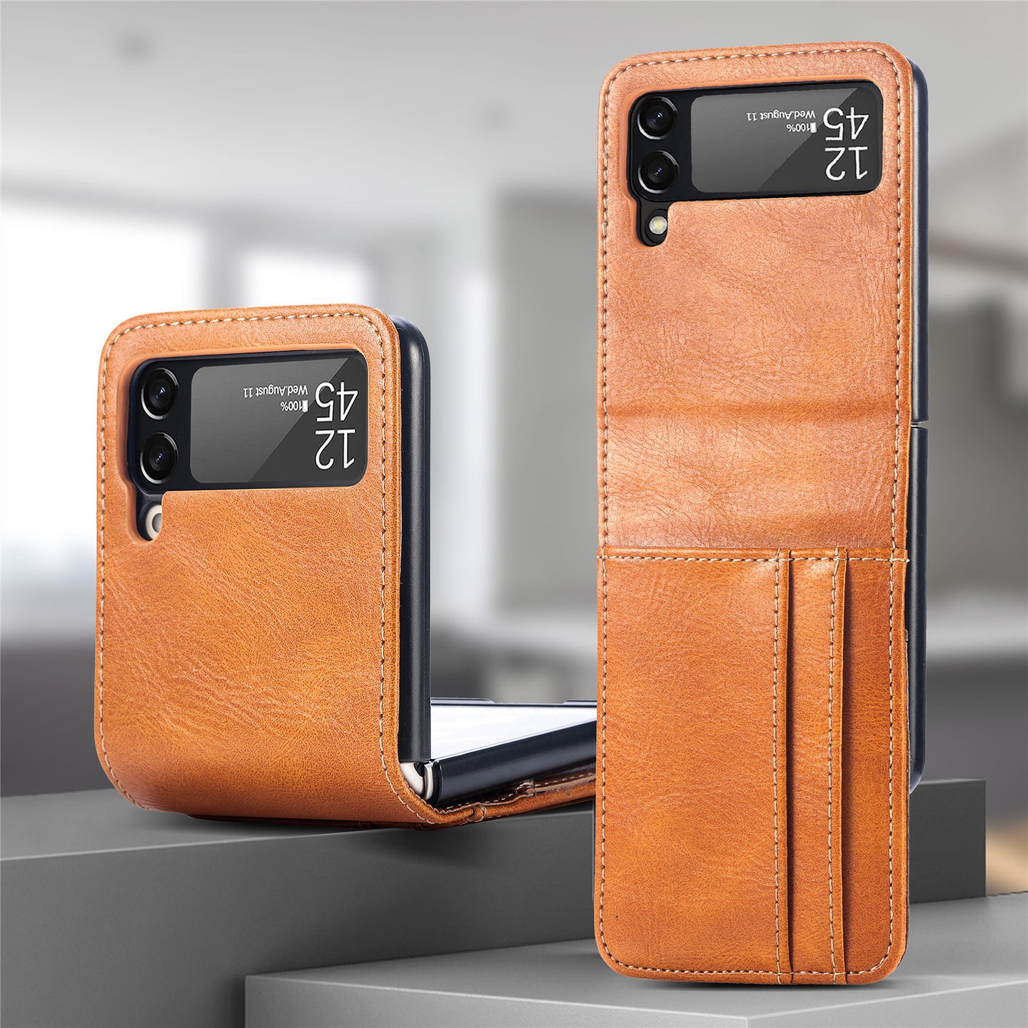 Leather Phone Case Card Slot for Samsung Galaxy Z Flip 3 - Mobile Gadget HQ