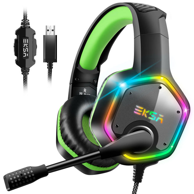 Head-Mounted Gaming Headset LED Illuminated Wired Headset 