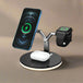 3-pad wireless charger stand for smartphones, smartwatches and earbuds