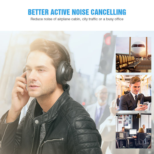 Bluetooth Headphones Active Noise Cancelling Wireless Headset - Mobile Gadget HQ