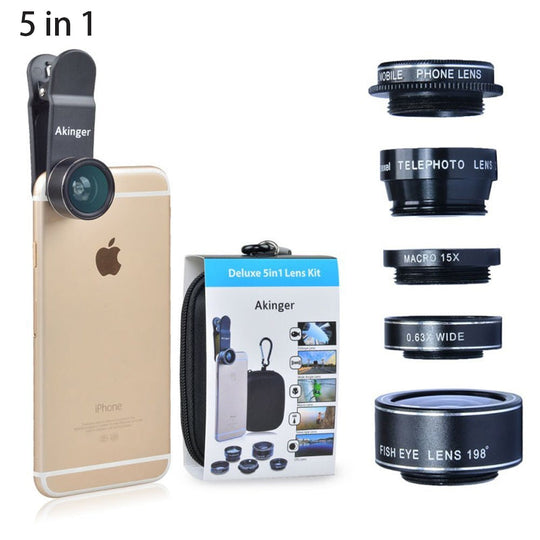 Phone camera Lens Kit Fisheye Wide Angle macro telescope - Mobile Gadget HQ