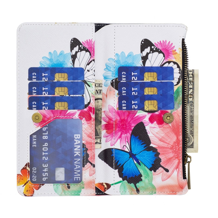 For Google Pixel 6 Colored Drawing Pattern Zipper Horizontal Flip Phone Leather Case with Holder & Card Slots & Wallet(Two Butterflies) - Mobile Gadget HQ