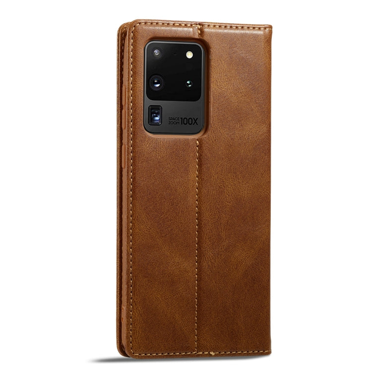 For Samsung Galaxy S20 Ultra LC.IMEEKE RFID Anti-theft Leather Phone Case(Brown) - Mobile Gadget HQ