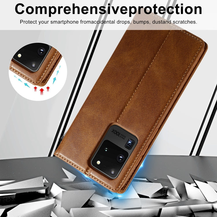 For Samsung Galaxy S20 Ultra LC.IMEEKE RFID Anti-theft Leather Phone Case(Brown) - Mobile Gadget HQ