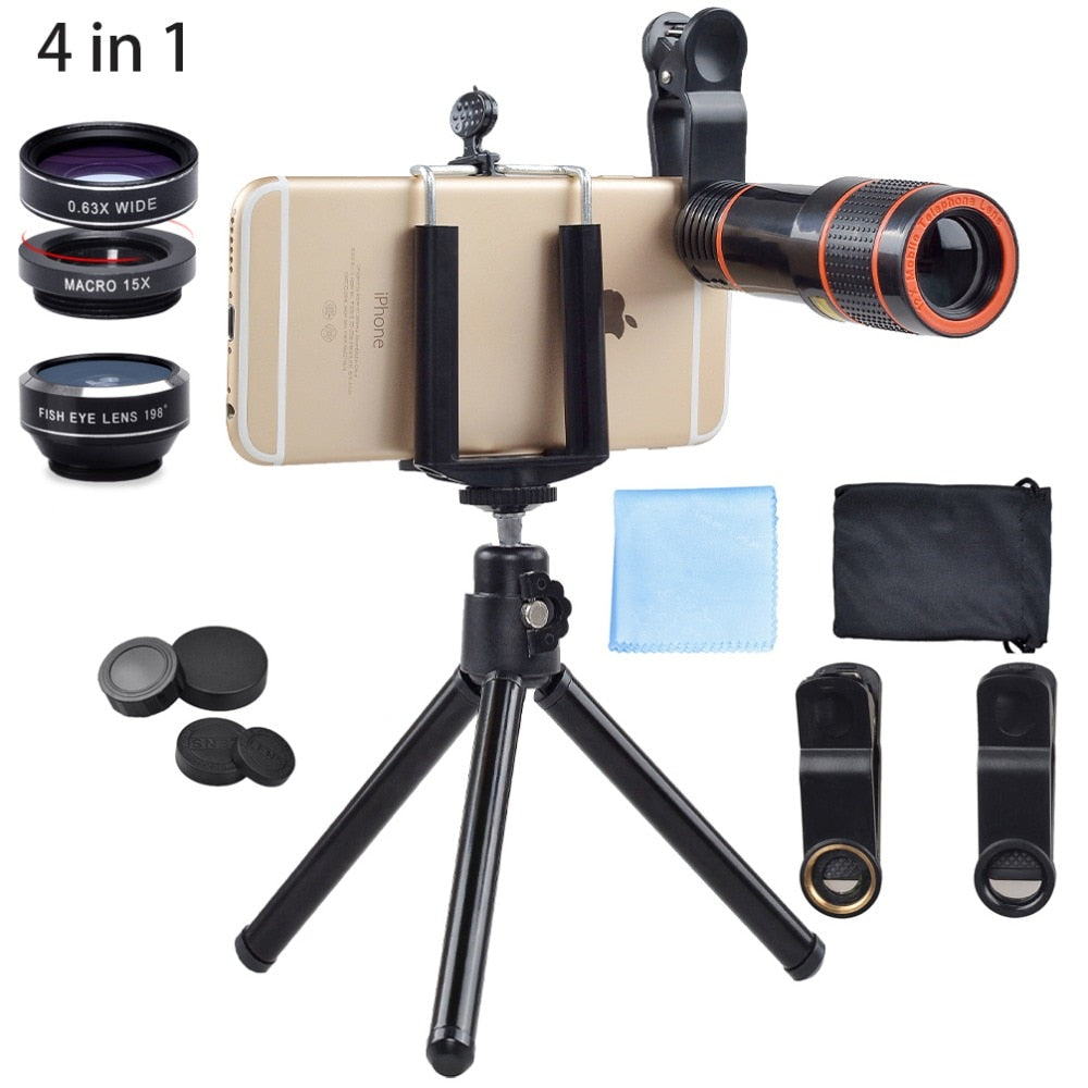 Phone camera Lens Kit Fisheye Wide Angle macro telescope - Mobile Gadget HQ