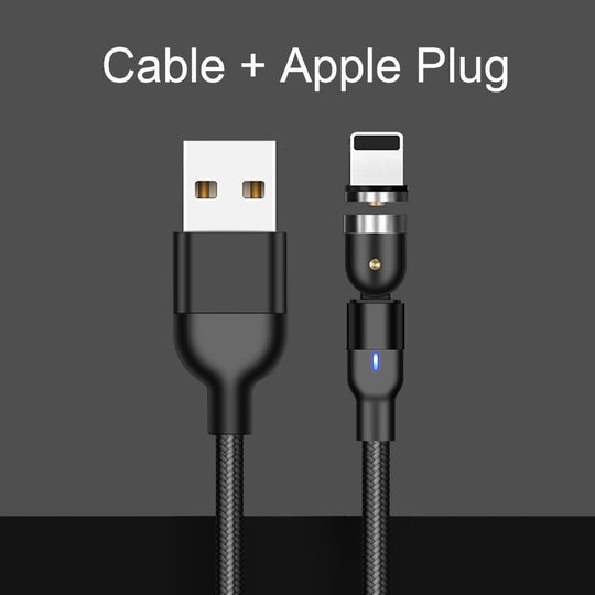 540 Degree Rotatable Magnetic Charging Cable USB Type C Fast Charging Cable for iPhone Samsung - Mobile Gadget HQ