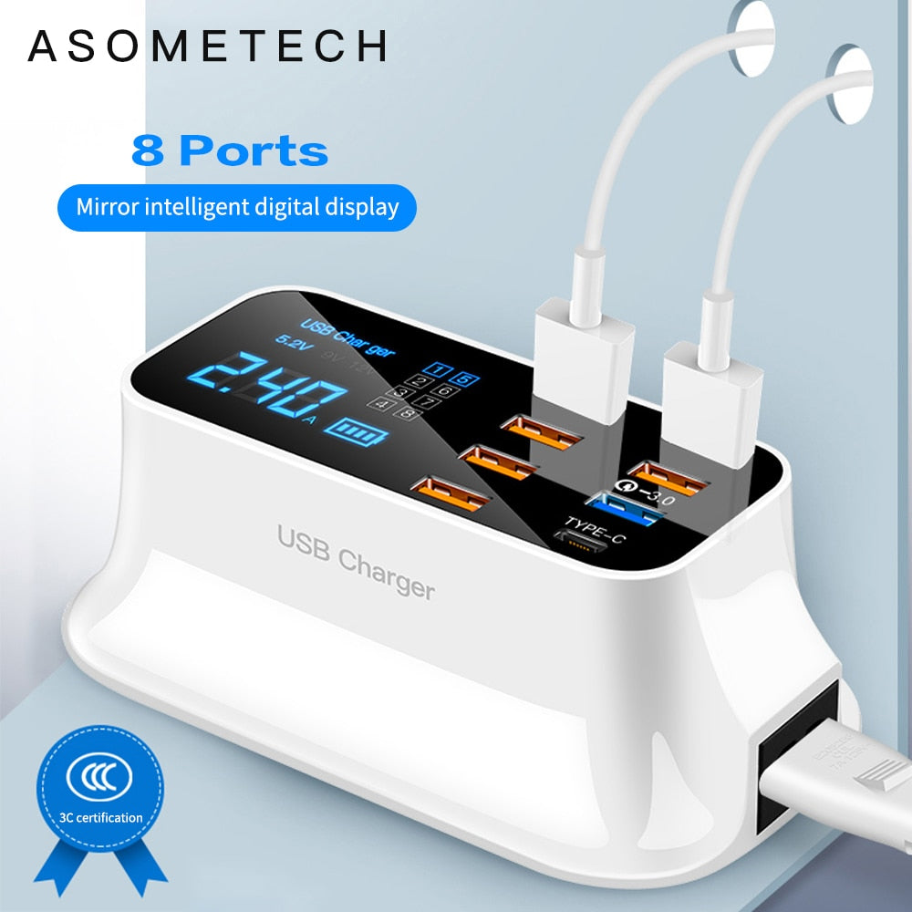 Multi USB 8-Port Fast Desktop Charger Charging Station - Mobile Gadget HQ