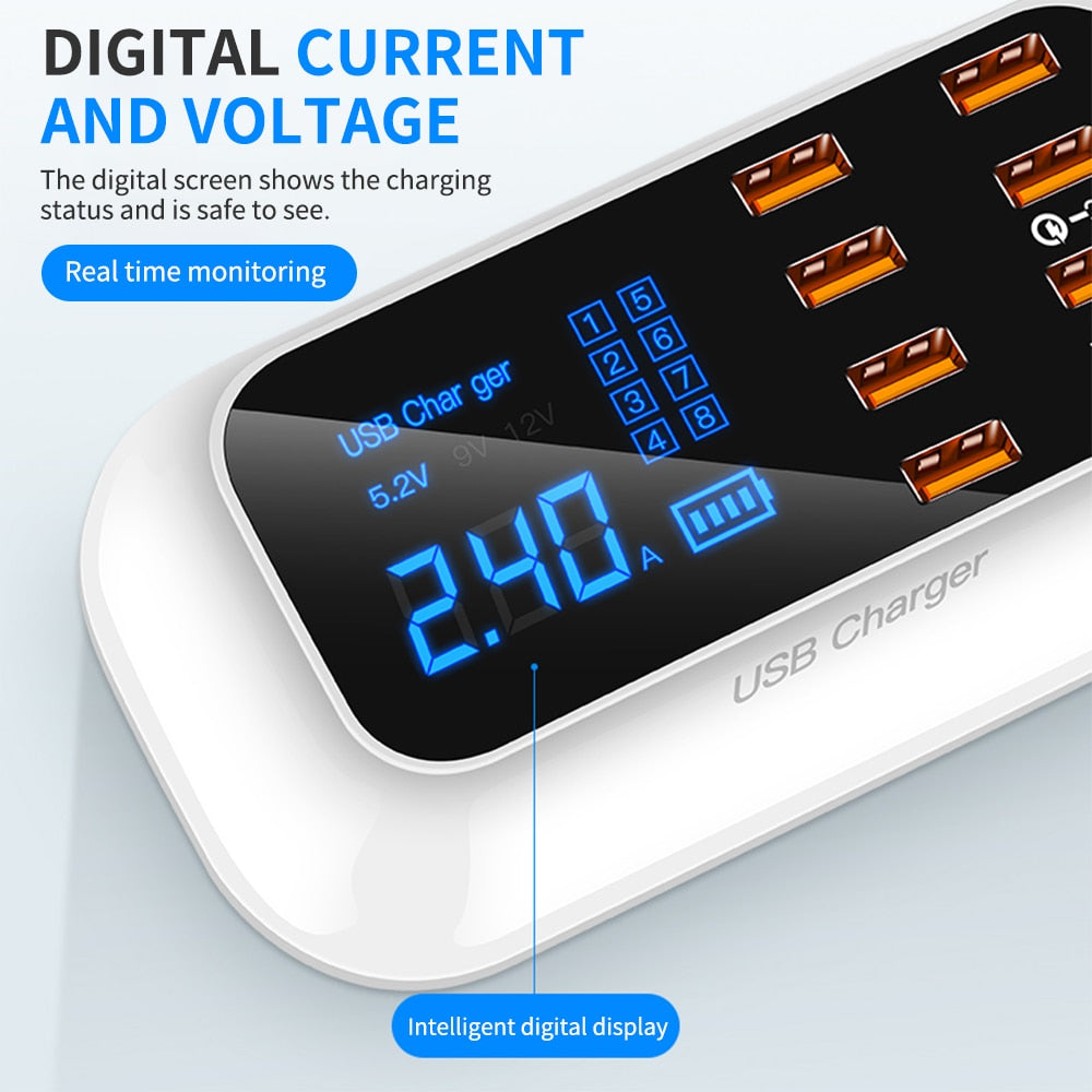 Multi USB 8-Port Fast Desktop Charger Charging Station - Mobile Gadget HQ