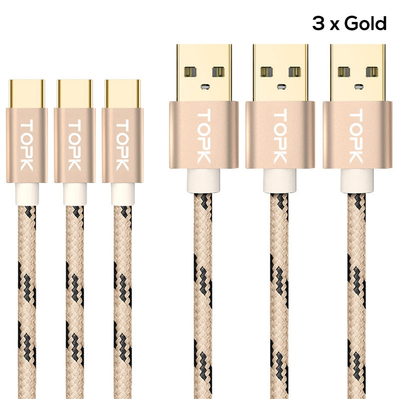 USB Type-C Nylon Data Sync Cable - Mobile Gadget HQ