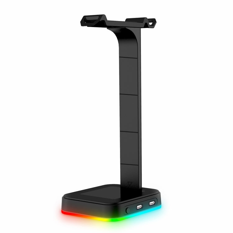 RGBD9 Colorful Glowing Gaming Headset Display Stand with Charging + Data Transmission Dual USB Interface (Black) - Mobile Gadget HQ