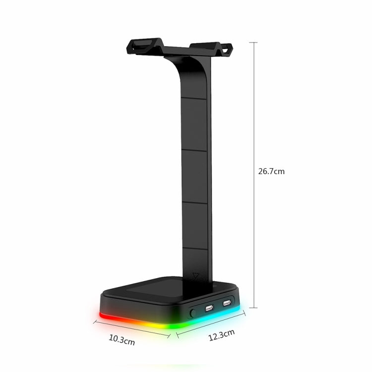 RGBD9 Colorful Glowing Gaming Headset Display Stand with Charging + Data Transmission Dual USB Interface (Black) - Mobile Gadget HQ