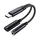 USB-C / Type-C Male To 3.5mm + Type-C Female 2 In 1 Audio Adapter Digital Aux Adapter Cable(Black) - Mobile Gadget HQ