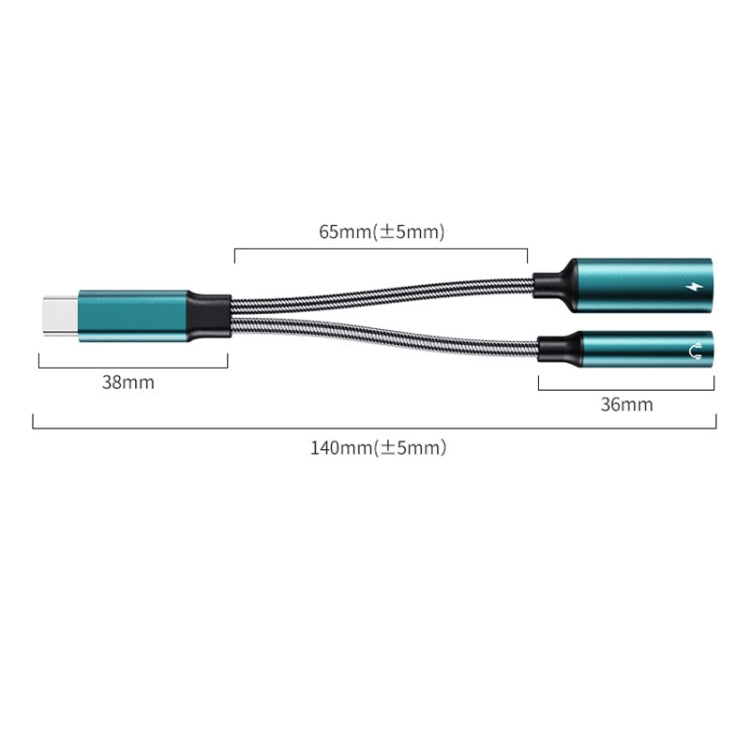 USB-C / Type-C Male To 3.5mm + Type-C Female 2 In 1 Audio Adapter Digital Aux Adapter Cable(Black) - Mobile Gadget HQ