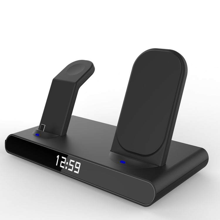 SY-011 15W Wireless Fast Charge Stand Clock Three-in-One Folding Wireless Charger(Black) - Mobile Gadget HQ