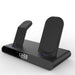 SY-011 15W Wireless Fast Charge Stand Clock Three-in-One Folding Wireless Charger(Black) - Mobile Gadget HQ