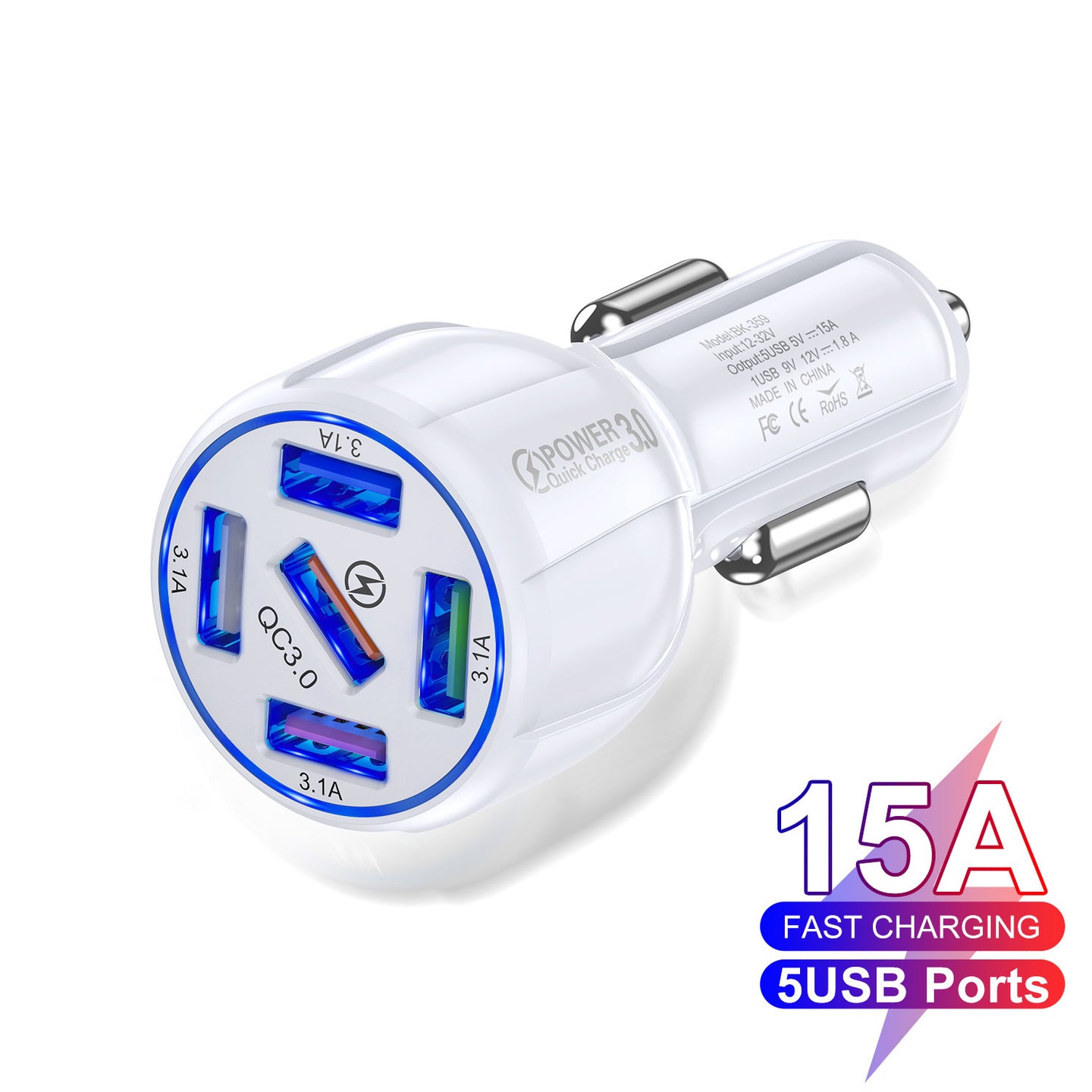 5-port USB Car Charger Fast Charge Mobile Phone Charger - Mobile Gadget HQ