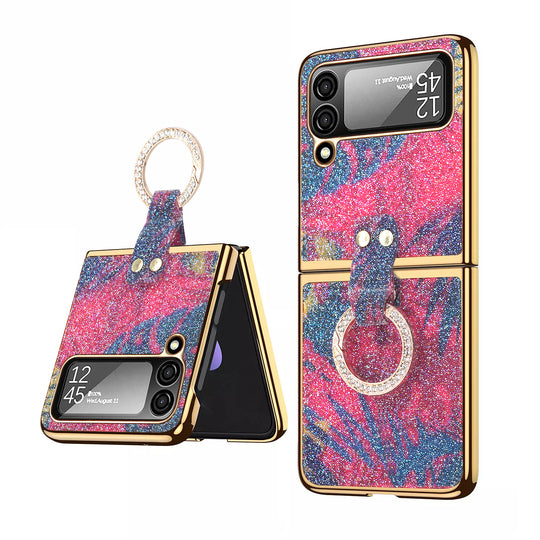 Fashionable phone case with ring and bling for Galaxy Z Flip4